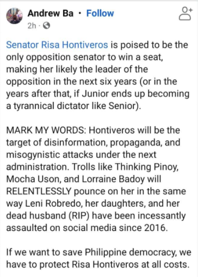 serexiyah's tweet photo. protect Risa Hontiveros at all cost https://t.co/b8sPSvfpCN