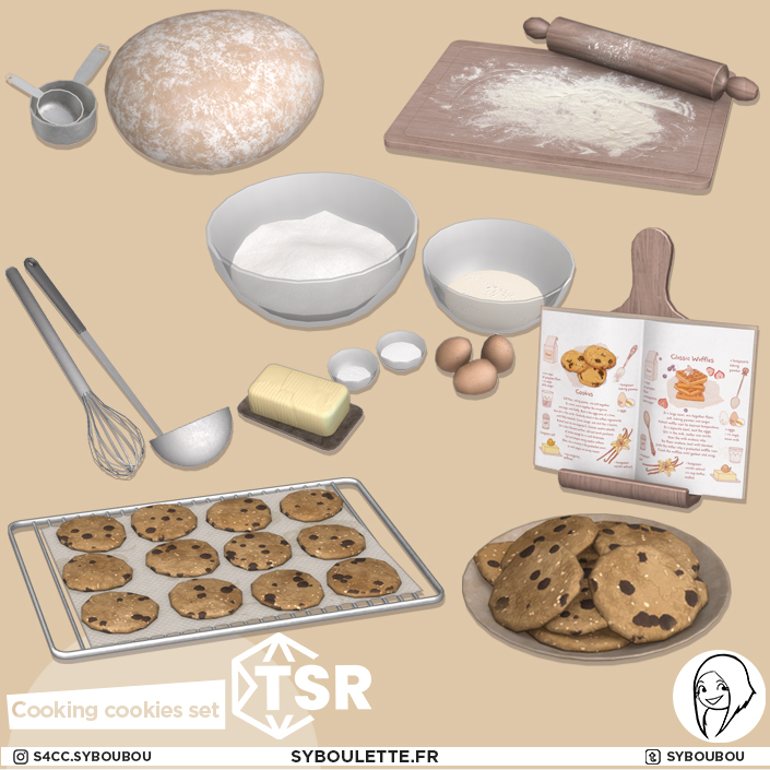 SybouletteCC's tweet photo. 🍪New Cooking cookies set available for download on @TheSimsResource !
🔸Includes 7 new items
🔸Lowpoly &amp; basegame compatible
🔸Recipe book has simlish swatches
https://t.co/M6VPWuQigK #thesims4 #s4cc https://t.co/whWYaeU5aC