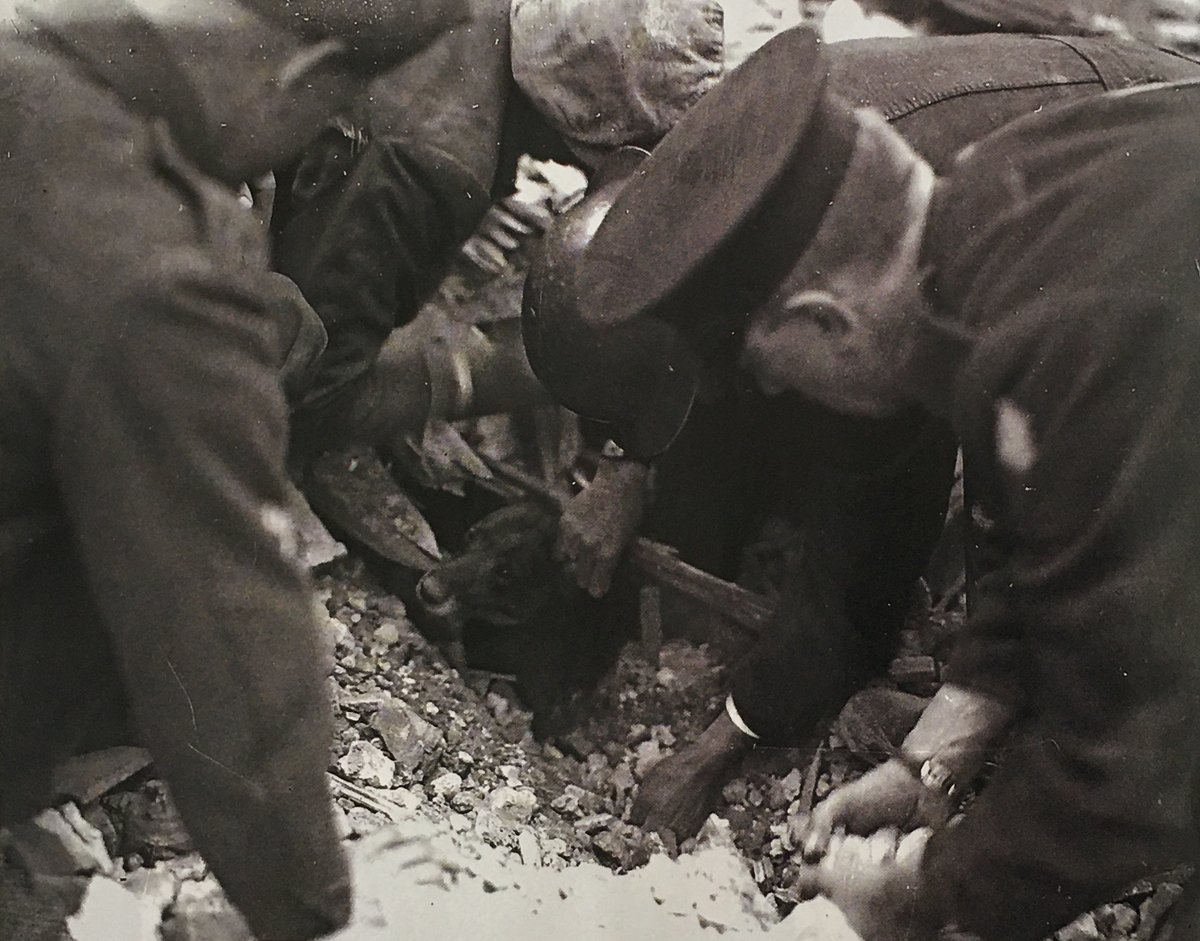 ARP Warden and St. John's Ambulance officer rescuing a dog following the German bombing of Eastbourne in 1941! 🐶

Read my article for <a href="/SussexLifeMag/">Sussex Life</a> here: media.journoportfolio.com/users/129555/i…

Picture found at <a href="/thekeep/">The Bookish Keep</a> archives