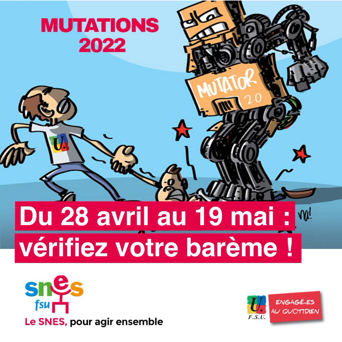 SNESVersailles's tweet photo. #Mutations2022 Du 28 avril au 19 mai : vérifiez vos vœux et barèmes #Intra2022 sur SIAM et contestez si nécessaire via Colibris ! Retrouvez tous nos conseils dans notre article 👇
https://t.co/3EdcYMtVTK https://t.co/77PR5n5MfK