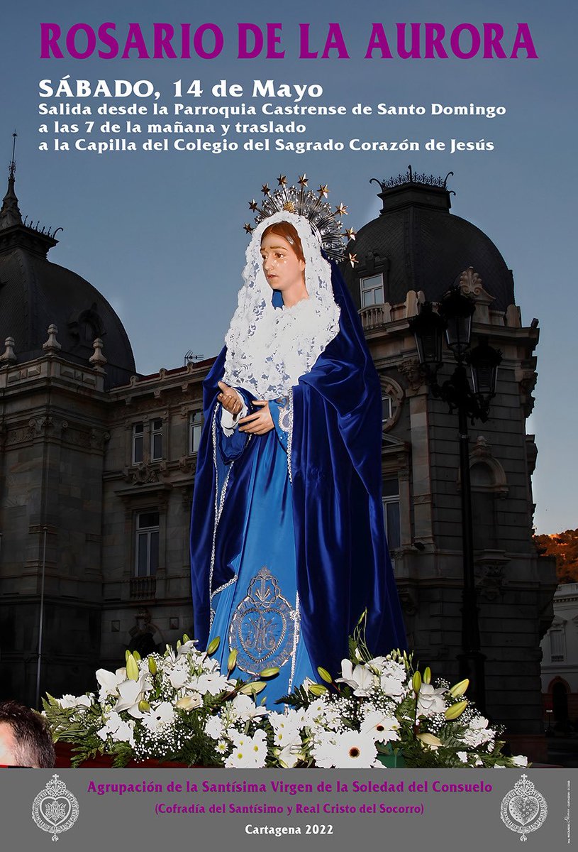 soledelconsuelo's tweet photo. 🔹Rosario de la Aurora🔹

🗓 Sábado 14 de mayo 

Salida a las siete de la mañana desde la Parroquia Castrense de Santo Domingo, y traslado al Colegio Sagrado Corazón de Jesús (Patronato, C/Saura). https://t.co/43rqTEizzr