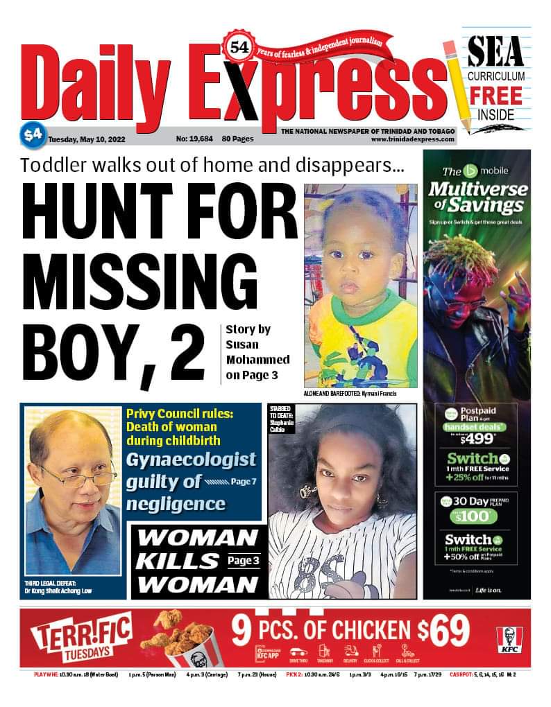 Good morning neighbours, on the front pages today, Tuesday 10th May 2022, in Trinidad and Tobago. #Headlines #NewspaperHeadlines #FrontPages #TuesdayNews #DailyNews #TrinidadandTobago