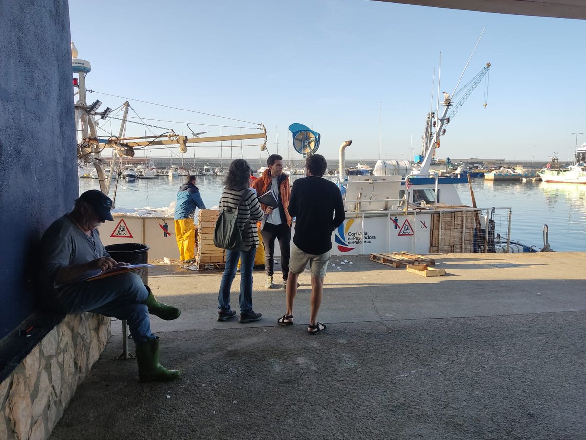🔵 Un treballador del mar 🎣 omplint una enquesta econòmica 📝 mentre membres de l'ICATMAR esperen la propera embarcació

#SocioeconòmicPalamós2022