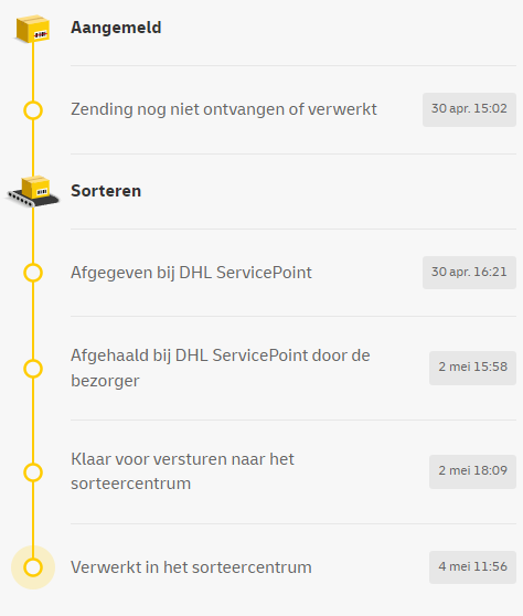 Kevsk's tweet photo. @DHLNL Volgens mij gaat er iets niet helemaal goed met mijn pakketje naar Denemarken (CY915140905DE). Heb hem 30 april verzonden en ligt inmiddels al bijna een week stil bij jullie terwijl bezorking binnen 5 werkdagen zou zijn... wat gaat er mis en hoe kunnen we dit oplossen? https://t.co/8jVTlfNRBO