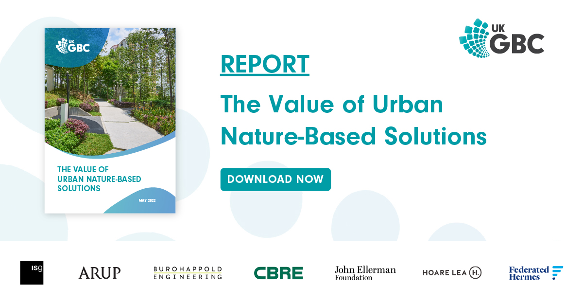 UKGBC's tweet photo. 📣NEWS: UKGBC launches new report detailing the significant benefits Nature-Based Solutions can deliver for our communities.  

This report outlines a framework that demonstrates how this value can be captured and effectively communicated. ⬇ 
https://t.co/VVycGtnrqQ https://t.co/NgF7kuHjWq