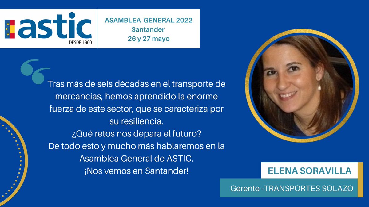 Estaremos en la Asamblea General de @Astic1960. Una cita imprescindible para el #transporte y la #logística, motores de nuestra economía.
#AsambleaGeneralASTIC2022  #TransporteConlos5sentidos