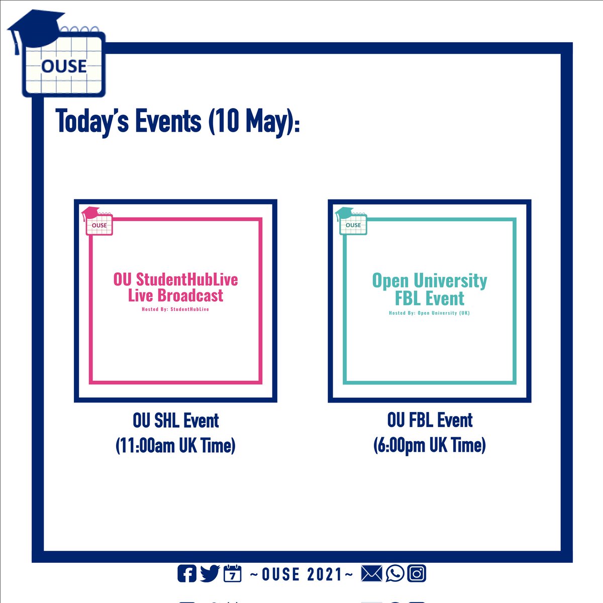 OU_Events's tweet photo. @OpenUniversity events happening today (details and links in the thread below👇).
.
.
#OpenUniversity #OUStudents #OUFamily #OUStudentsEvents #StudentHubLive #SHL22 #OUFBL #OUBusiness #OULaw https://t.co/wT5sBtHZXD