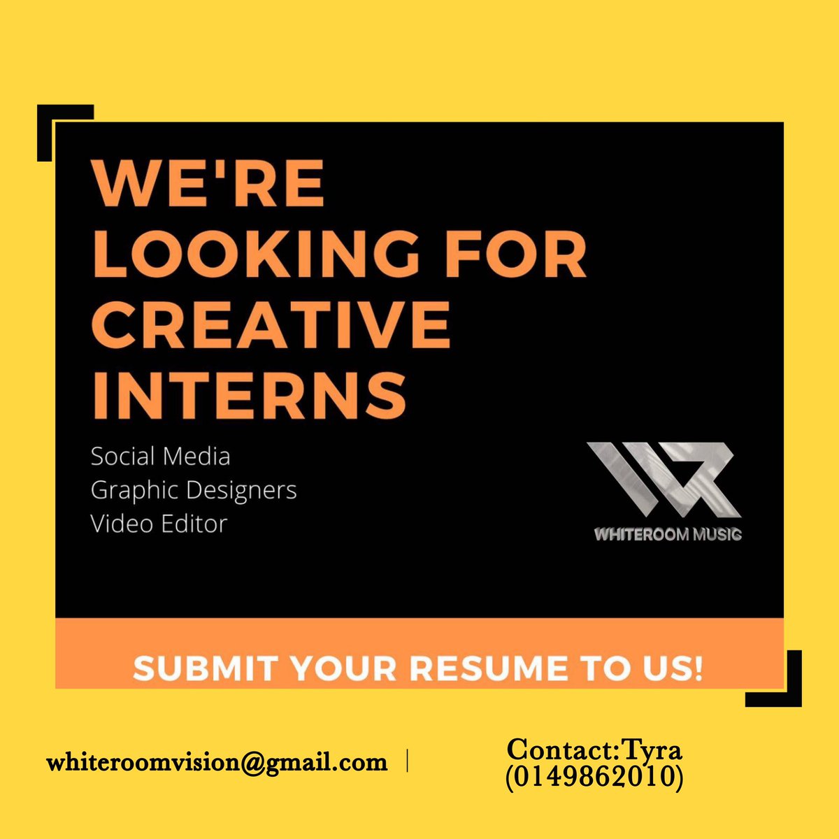 Whiteroomv_'s tweet photo. Hi Korang! tolong panjangkan posting ini kepada rakan rakan Masscom, Music/Business student yg korg kenal ya! Kami sedang mencari intern yg kreatif, kental dan tahan lasak! Jom join team Kami. #WRmediateam @SirkhanDanial https://t.co/IsNCsL4ARX