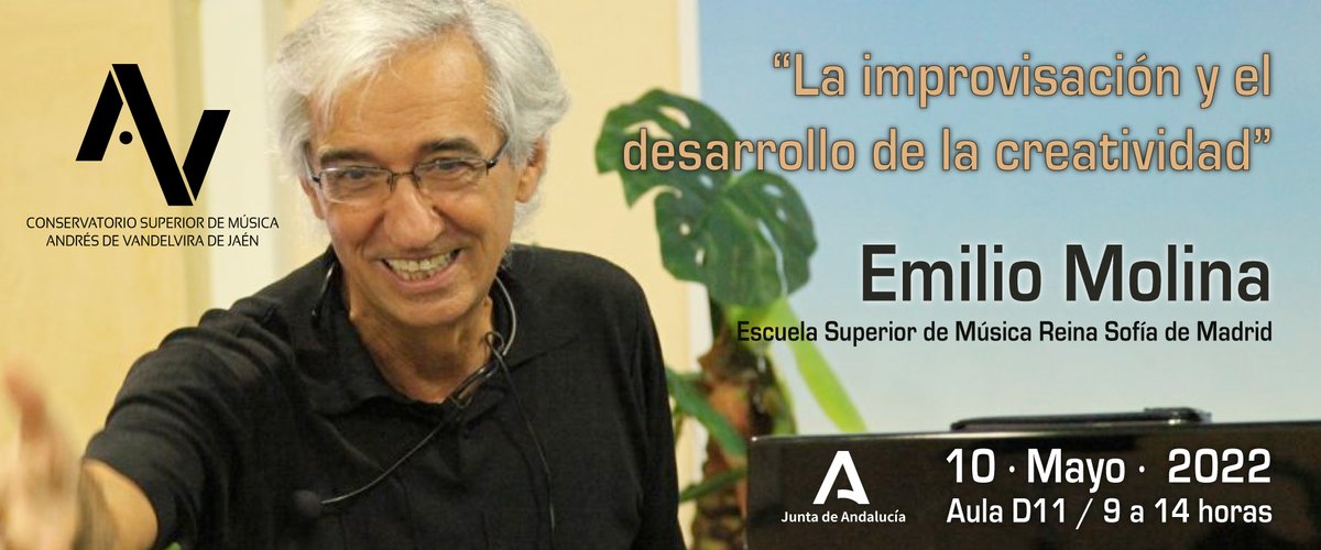 CSMJaen's tweet photo. En @CSMJaen contamos hoy con la presencia de Emilio Molina, responsable de la Cátedra de métodos y técnicas de improvisación musical de la Escuela Superior Reina Sofía, y una referencia en el ámbito de la creatividad musical. https://t.co/NRV2M6ZeOd
