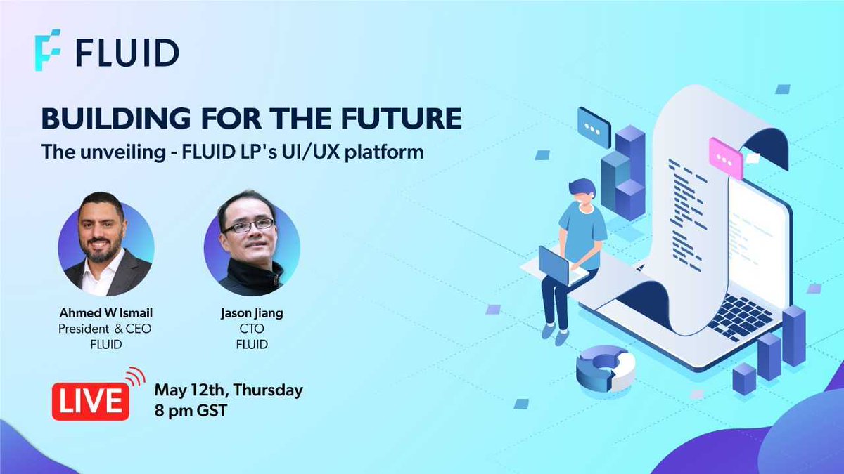 FLUID Live is back! 🎉

FLUID Live is back with FLUID's CEO &amp; Founder, <a href="/AhmedWIsmail/">Ahmed W Ismail</a> and CTO, <a href="/Jason_Jiang22/">Jason Jiang</a> who will be walking us through the UI/UX of the FLUID LP platform.

When: May 12th, 8PM GST

Where: bit.ly/3P3FbS9

See you soon! 🔥