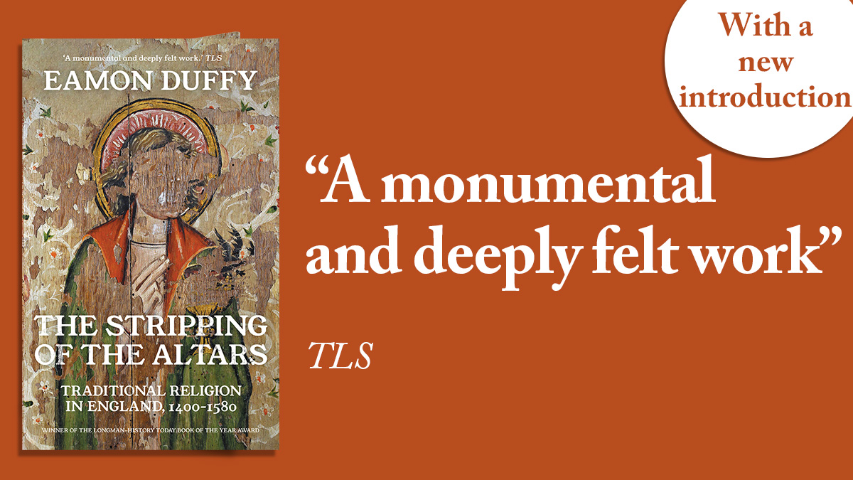 YaleBooks's tweet photo. 30 years after it was first published, THE STRIPPING OF THE ALTARS, is reissued today with a new introduction from author Eamon Duffy:

https://t.co/7atIETGSX2

#Twitterstorians #MedievalTwitter #ChurchHistory #ChurchHist #Reformation #StrippingOfTheAltars https://t.co/FugQLypSBT
