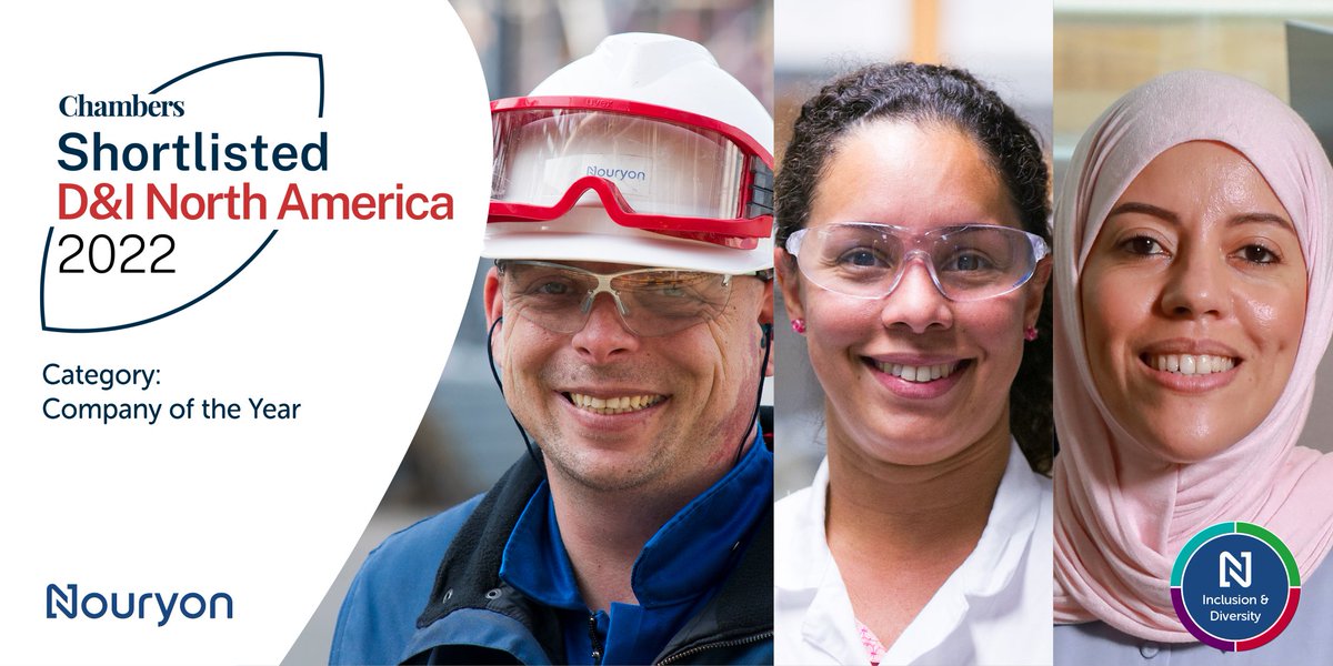 Nouryon's tweet photo. Nouryon is proud to be a “Company of the Year” finalist in the Chambers Diversity &amp; Inclusion Awards: North America 2022.  These awards celebrate fantastic achievements by companies that are advancing inclusion and diversity.  #WeAreNouryon #chambersnorthamericaawards https://t.co/3TohCKrqgn