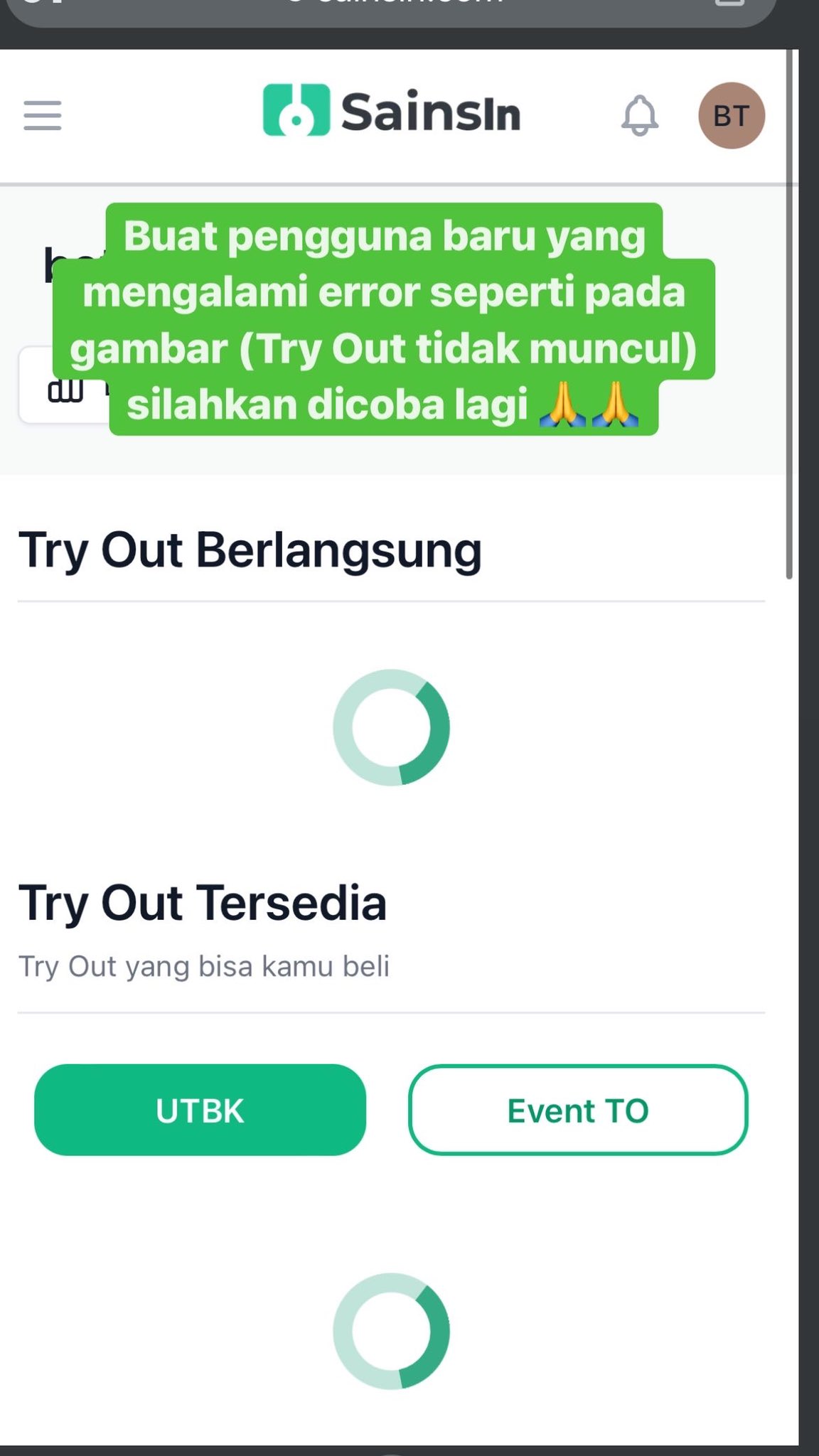 Sainsin try out di rumah sainsinaja twitter