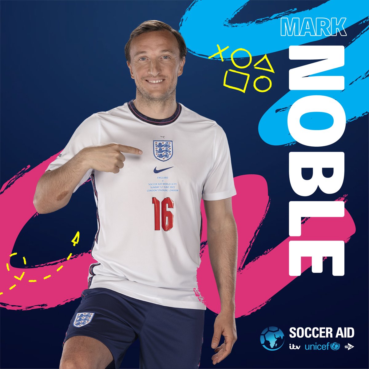 Soccer Aid (@socceraid) on Twitter photo CONFIRMED! π€©
<a href="/Noble16Mark/">MARK NOBLE</a> will make his #SoccerAid for <a href="/UNICEF_uk/">UNICEF UK</a> debut for England at the <a href="/LondonStadium/">London Stadium</a> on Sunday 12 June.
ποΈ Don't miss out! π bit.ly/3CVKnSp CONFIRMED! π€©
<a href="/Noble16Mark/">MARK NOBLE</a> will make his #SoccerAid for <a href="/UNICEF_uk/">UNICEF UK</a> debut for England at the <a href="/LondonStadium/">London Stadium</a> on Sunday 12 June.
ποΈ Don't miss out! π bit.ly/3CVKnSp