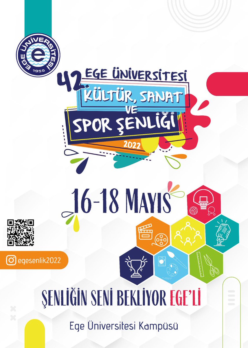 UniversiteEge's tweet photo. Yoğun bir dönemin yorgunluğunu atmak ve baharın coşkusunu birlikte doyasıya yaşamak için 16-18 Mayıs'ta gerçekleştireceğimiz 42. EÜ Kültür, Sanat ve Spor Şenliği'ne tüm Ege'lileri bekliyoruz. Şenlik programına aşağıdaki bağlantıdan ulaşabilirsiniz.
https://t.co/4AO5dCtyBs https://t.co/QmZkg5FMBV