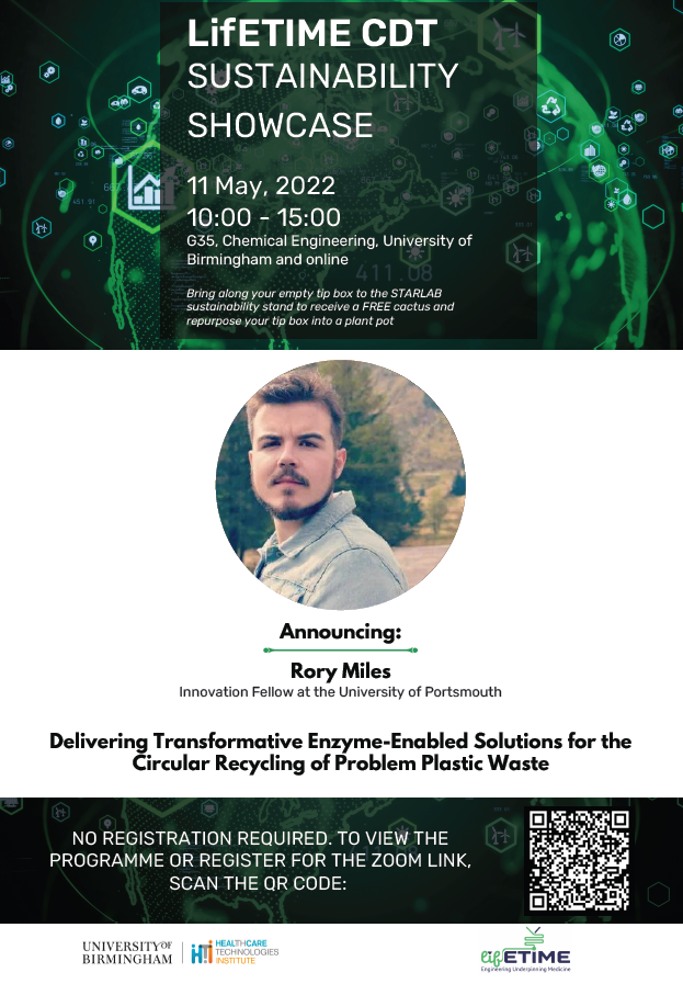 Healthcare Technologies Institute (HTI) (@htibham) on Twitter photo Rory Miles from <a href="/portsmouthuni/">University of Portsmouth</a> will be giving a talk titled: Delivering transformative enzyme-enabled solutions for the circular recycling of problem plastic waste at our Sustainability showcase event (tomorrow, 10-3)
View the programme here: eventbrite.co.uk/e/lifetime-cdtโฆ Rory Miles from <a href="/portsmouthuni/">University of Portsmouth</a> will be giving a talk titled: Delivering transformative enzyme-enabled solutions for the circular recycling of problem plastic waste at our Sustainability showcase event (tomorrow, 10-3)
View the programme here: eventbrite.co.uk/e/lifetime-cdtโฆ