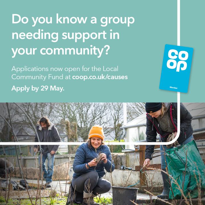 Applications open! <a href="/coopuk/">Co-op</a> want to support groups that 👇
🍽 bring people together to access food
😊 improve people's mental wellbeing
🤝 provide opportunities for young people
🌍 help people protect local biodiversity or tackle climate change.
Apply at coop.co.uk/causes