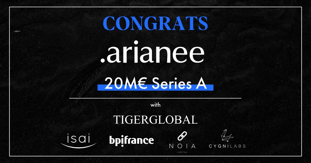ISAI (@isai_fr) on Twitter photo 🍾 Congrats to our portfolio company <a href="/ArianeeProject/">Arianee</a> for this $21M Series-A led by #Tigerglobal with the participation of existing investors <a href="/BpifranceDV/">Bpifrance Digital Venture</a> <a href="/isai_fr/">ISAI</a> NOIA Capital <a href="/cygnicapital/">Cygni Capital</a> and the entry of Motier Ventures and <a href="/CommerceVC/">Commerce Ventures</a> 🍾 Congrats to our portfolio company <a href="/ArianeeProject/">Arianee</a> for this $21M Series-A led by #Tigerglobal with the participation of existing investors <a href="/BpifranceDV/">Bpifrance Digital Venture</a> <a href="/isai_fr/">ISAI</a> NOIA Capital <a href="/cygnicapital/">Cygni Capital</a> and the entry of Motier Ventures and <a href="/CommerceVC/">Commerce Ventures</a>