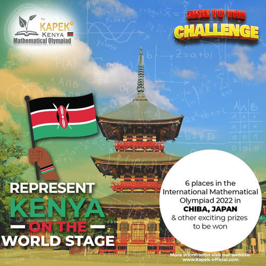 Registrations closing soon!
Dear Schools,
Do not miss out on this opportunity to represent Kenya on the world stage. Bring out the genius in your students today by registering them for the 2022 KAPEK Kenya Mathematical Olympiad:
kkmo-official.com
#kapekkmo2022 #kapekgenius
