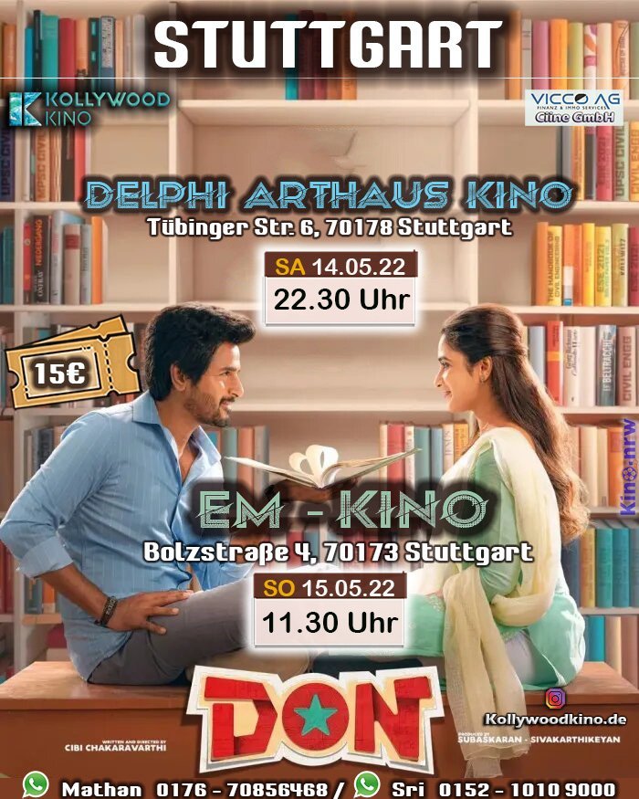 CcInfilmin's tweet photo. . @Siva_Kartikeyan 's #Don Germany Showtimes https://t.co/GhnHpLPg2p