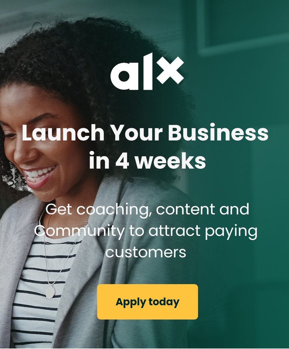 Business Twitter 📢📢

Build your business, generate more revenue and create jobs by skills acquired from 𝐀𝐋𝐗'𝐬 𝐘𝐨𝐮𝐧𝐠 𝐄𝐧𝐭𝐫𝐞𝐩𝐫𝐞𝐧𝐞𝐮𝐫𝐬 𝐏𝐫𝐨𝐠𝐫𝐚𝐦𝐦𝐞 (YEP).

Enrol today via this link: bit.ly/ALX-YEP62

[Application deadline: Fri, 20th May 2022]