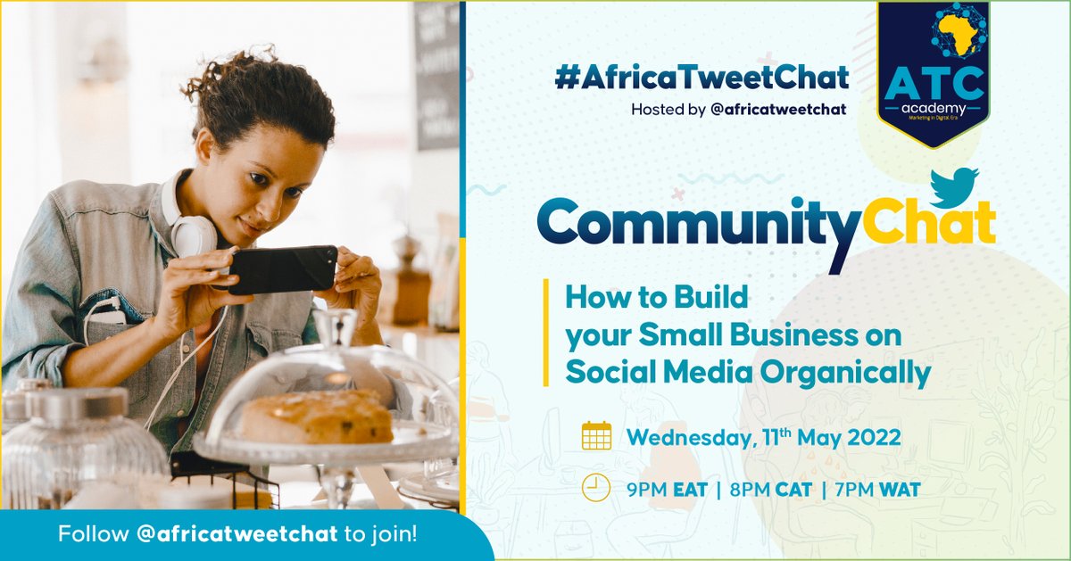 ATCDigitalAcad's tweet photo. There's no denying that building a successful organic social media strategy has become more difficult. However, it surely isn't impossible and we're about to show you why! Join us in this community chat to dissect how you can grow your business on SM organically. #AfricaTweetChat https://t.co/oGeaadNwTc