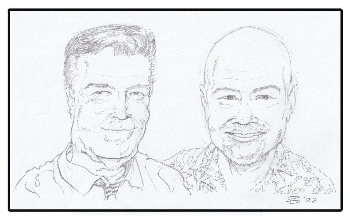 PeteDoree's tweet photo. Neal &amp; George. A tiny thank you.
#RIPNealAdams #RIPGeorgePerez #LegendsForever https://t.co/1FPWuJrKEK