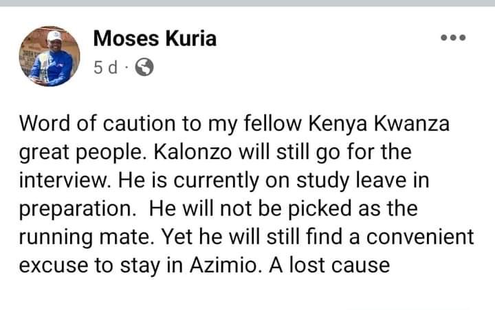 Moses Kuria is such a thinker , an assest for whichever side he is on .

100% track record on political prophecy .

#RailaKwisha Serena Hotel Sakaja Nairobians Karen