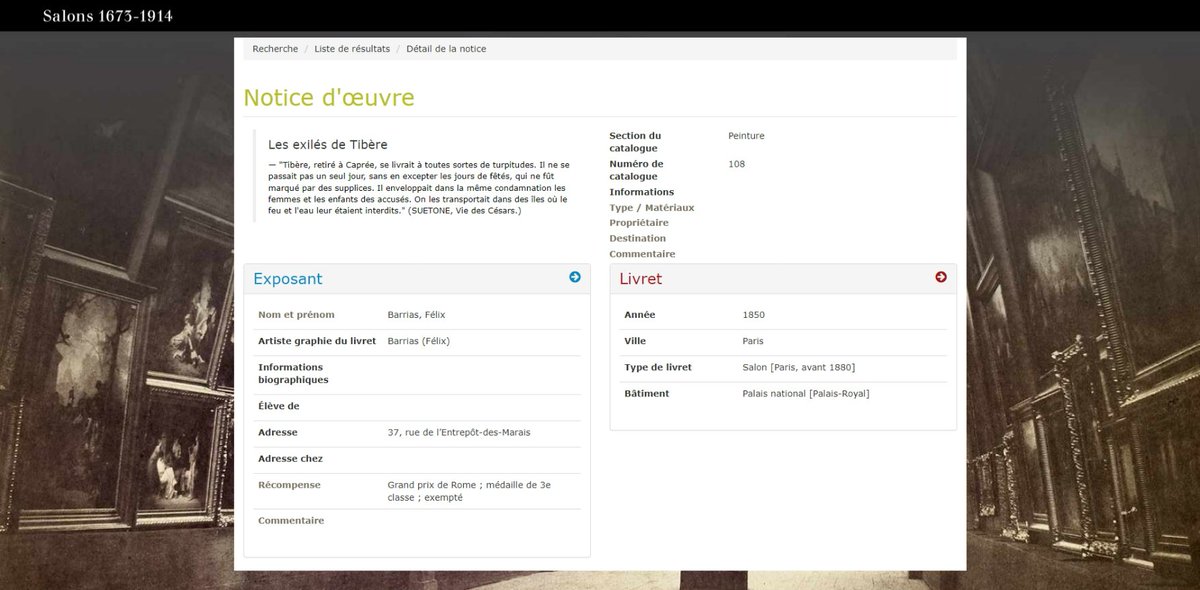 seeksanusername's tweet photo. Réalité #docNum d'une oeuvre de Barrias
De la notice doc du musée qui la conserve @MuseeOrsay , aux données de bdd de recherche (base Salons, bdd-thèse de Claire Dupin sur les oeuvres médaillées, d'#AGORHA sur les Envois de Rome @INHA_Fr ), en passant par #wikidata et @googlearts https://t.co/34eeLiMOkH