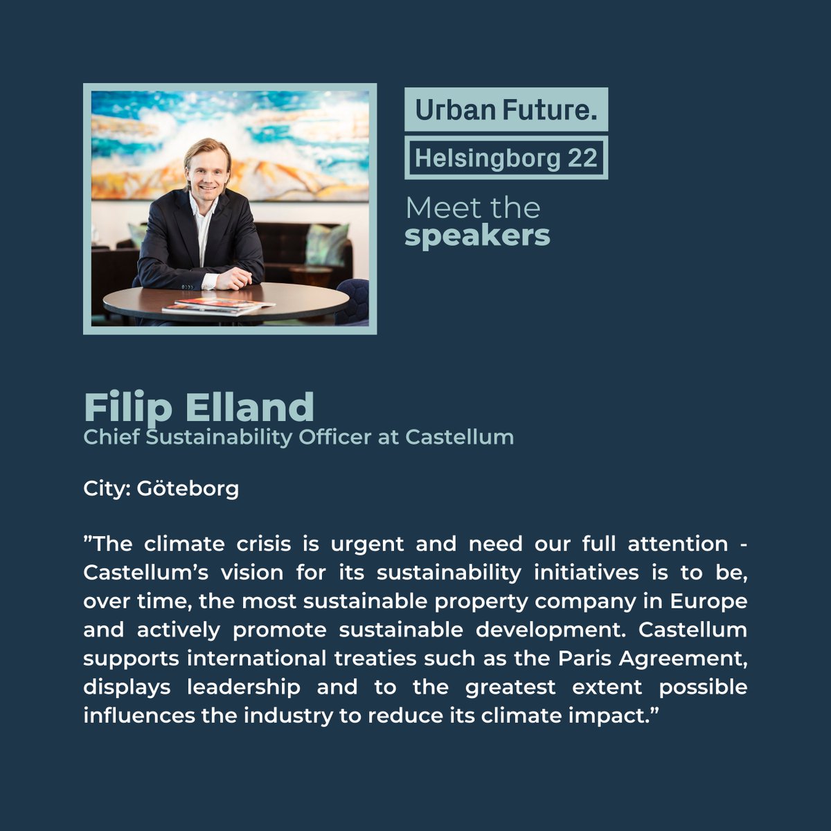 Filip Elland is speaking at UBC &amp; STRING’s seminar "Baltic Cities collaborate for change" on 1 June at <a href="/UrbanFutureConf/">Urban Future.</a> 2022 in Helsingborg. Join us and get inspired by Europe’s largest event for sustainability in the cities!➡️bit.ly/39GfLK3
<a href="/F_Elland/">Filip Elland</a> <a href="/STRINGorg/">STRING</a> #UBC_BSR