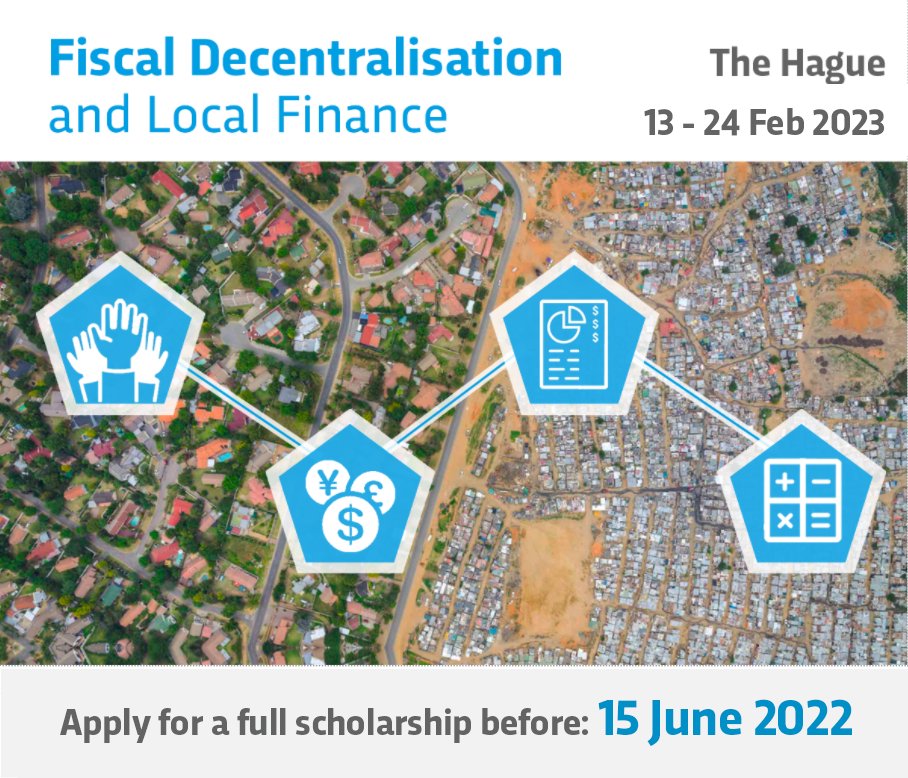 TheHagueAcademy's tweet photo. 📣How to design clear fiscal arrangements, increase local revenue & strengthen local financial capacity? Apply now for a full #OrangeKnowledge #scholarship for our #FiscalDecentralisation & Local Finance course!
📅13 - 24 Feb 2023
⏰Deadline 15 June 2022
👉https://t.co/hDd5rwgVHA https://t.co/dSKVSQ52uZ