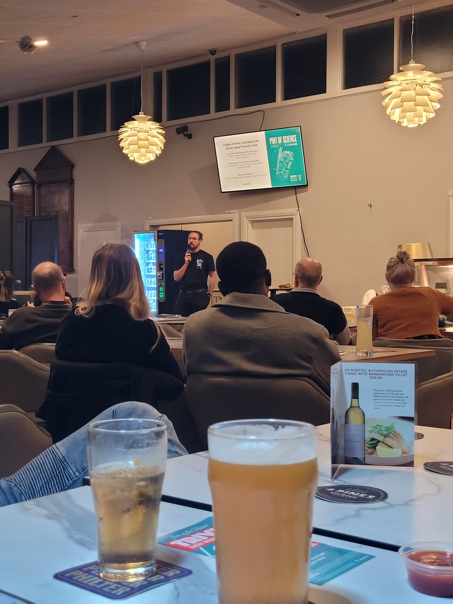 caitesetter's tweet photo. #PintAU22 A glass of wine keeps the doctor away. Friend of foe? @pintofscienceAU https://t.co/Yqwhs6q838