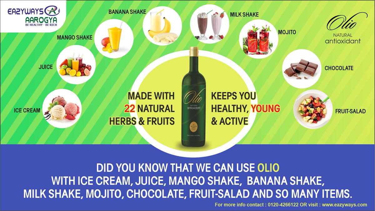 Eazyways3's tweet photo. This summer you can make several drinks with #Eazyways #Olio natural Antioxidant health supplements like milk-sakes, ice-cream top-ups, mojito and many other Sarbat drinks.
These drinks make you fresh with many health benefits of Natural Antioxidants.
https://t.co/EwwLNqxYry https://t.co/hTfigjfuII
