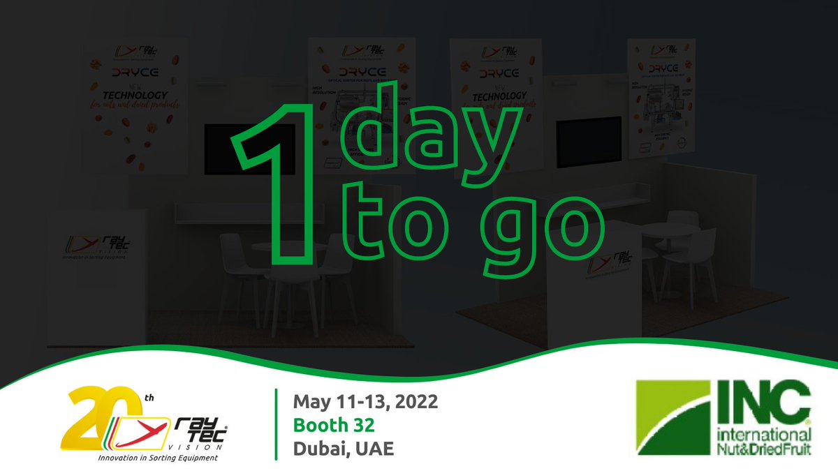 Raytec_Sorting's tweet photo. See you tomorrow at the @INC_NutFruit in Dubai.
Discover our #technologies for #sorting #nuts and #driedfruits at ๐ฏ๐ผ๐ผ๐๐ต ๐ฏ๐ฎ.
.
#fruitsorting #fruitprocessing #foodtechnology #foodsafety #foodindustry https://t.co/mHGNlTQZqY