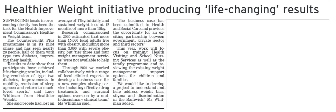 healthimprovegg's tweet photo. We're pleased to see some press coverage from today and over the weekend in the @GuernseyPress.
Highlighting our work in #EatWell and #HealthierWeight, the articles give an insight into what we do.
Have a read if you'd like to find out more! 📰 https://t.co/DLaMUr929f