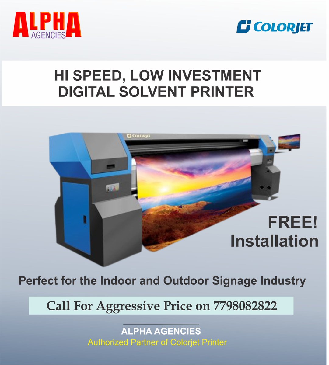 AgenciesAlpha's tweet photo. HI SPEED, LOW INVESTMENT SOLVENT PRINTER
perfect for the indoor and outdoor signage industry. It redefines print speed by delivering superb quality printing at a supersonic 1232 sqft/hr. For Aggressive price call on 7798082822.
#DigitalSolventPrinter #SolventPrinter https://t.co/VOrSbdaUtc