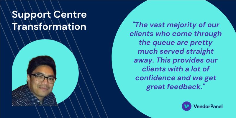 VendorPanel's tweet image. Head of Support, Alver Tuazon, shared how his team has transformed our Support Centre. An impressive achievement - well done Team! By introducing contextual Help Articles and online Chat, we can service more customers and help them pronto without them having to queue too long.