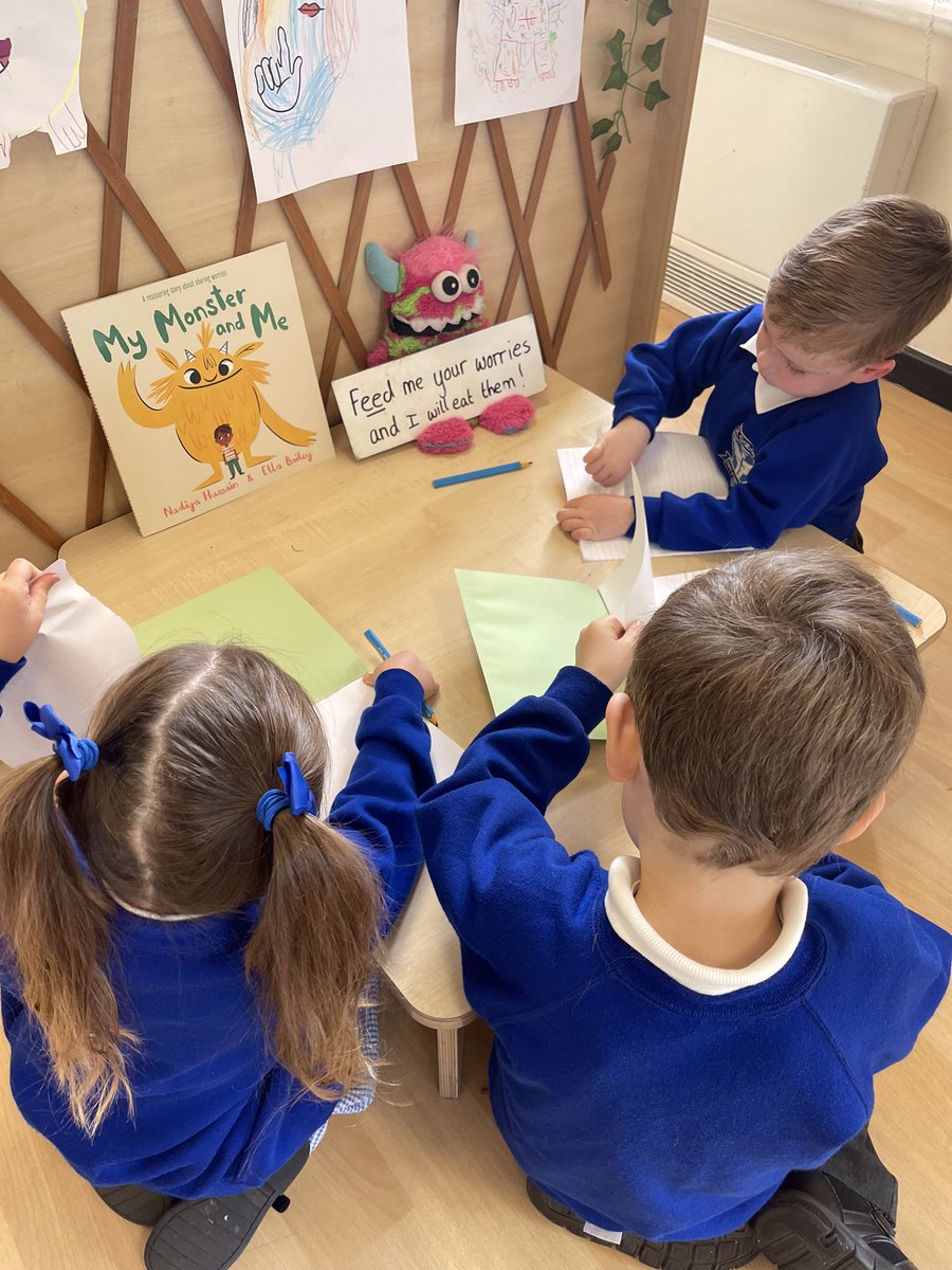 YRStGabriels's tweet photo. Thinking about our Literacy book My Monster and Me, the children have been sharing their worries with our worry monster using pictures and sentences. @StGabrielsCofE @RainbowEduMAT https://t.co/8d6RgusbVG