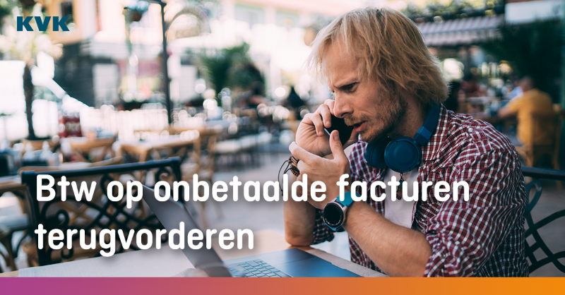 KVK_NL's tweet photo. Het moet daarvoor zeker zijn dat je vordering #oninbaar is. Een #vordering is in ieder geval oninbaar als er 1 jaar na de overeengekomen betaaldatum nog niet (volledig) is betaald. Zodra de oninbaarheid vaststaat, verwerkt u de terugvraag in uw btw-aangifte van dat moment.