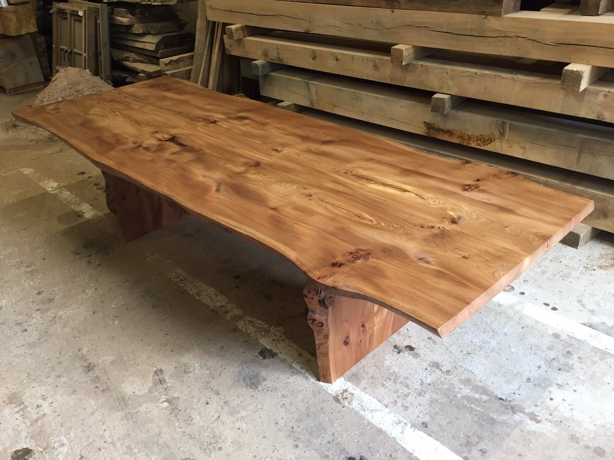 WhetstoneOak's tweet photo. Live edge bookmatched elm table ready for shipping https://t.co/iBEOEOO669