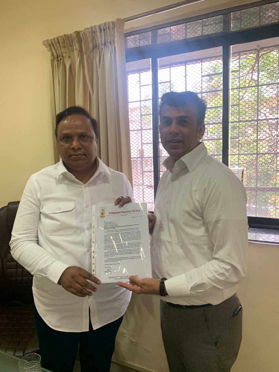 ShelarAshish's tweet photo. Heartiest Congratulations to Shri @BharatAjwani, young dynamic entrepreneur, on his appointment as an Associate Trustee of Vivekanand Education Society [VES]

VES is providing Education Services to approx 23,000 students at 27 Institutes.

May this tribe grow by leaps and bound.. https://t.co/XzzTDoPG91