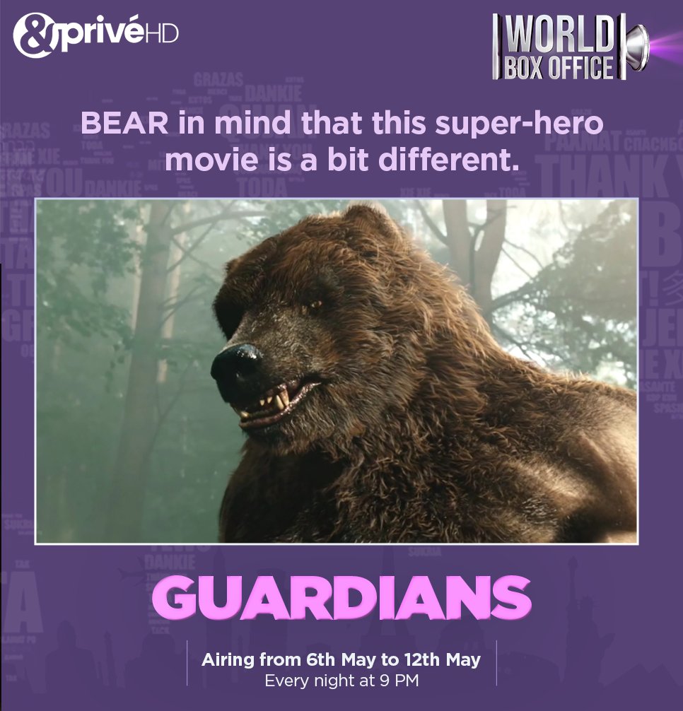AndPrive's tweet photo. "Guardians" is surely a one-of-a-kind superhero movie. Witness it for yourself by catching it any night from 6th May to 12th May. Airs at 9 PM on &Privé. #PriveWorldBoxOffice
#Cinema #Hollywood #ColdPrey #Guardians #WorldCinema #AndPrivé #Action #Adventure #Cinematography https://t.co/YI83v82su7