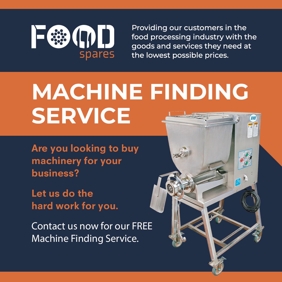 Can't find a machine you are looking for or have a job that you're not sure which machine is right for you.
Let us do the hard work with our Machine Finding Service.

Find out more today.
foodspares.co.uk/pages/machine-…

#foodspares #FoodProcessingEquipment #foodprocessingmachinery