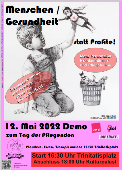 #Antifa heißt Kampf für bessere #Pflegebedingungen & Arbeitsbedingungen!

Deswegen werden wir uns am kommenden Donnerstag (#dd1205) dem #WalkeOfCare des #BündnissFürPflege in #Dresden anschließen!

Start ist 16:30 am Trinitatisplatz!

#Solidarität #KrankenhausStattFabrik