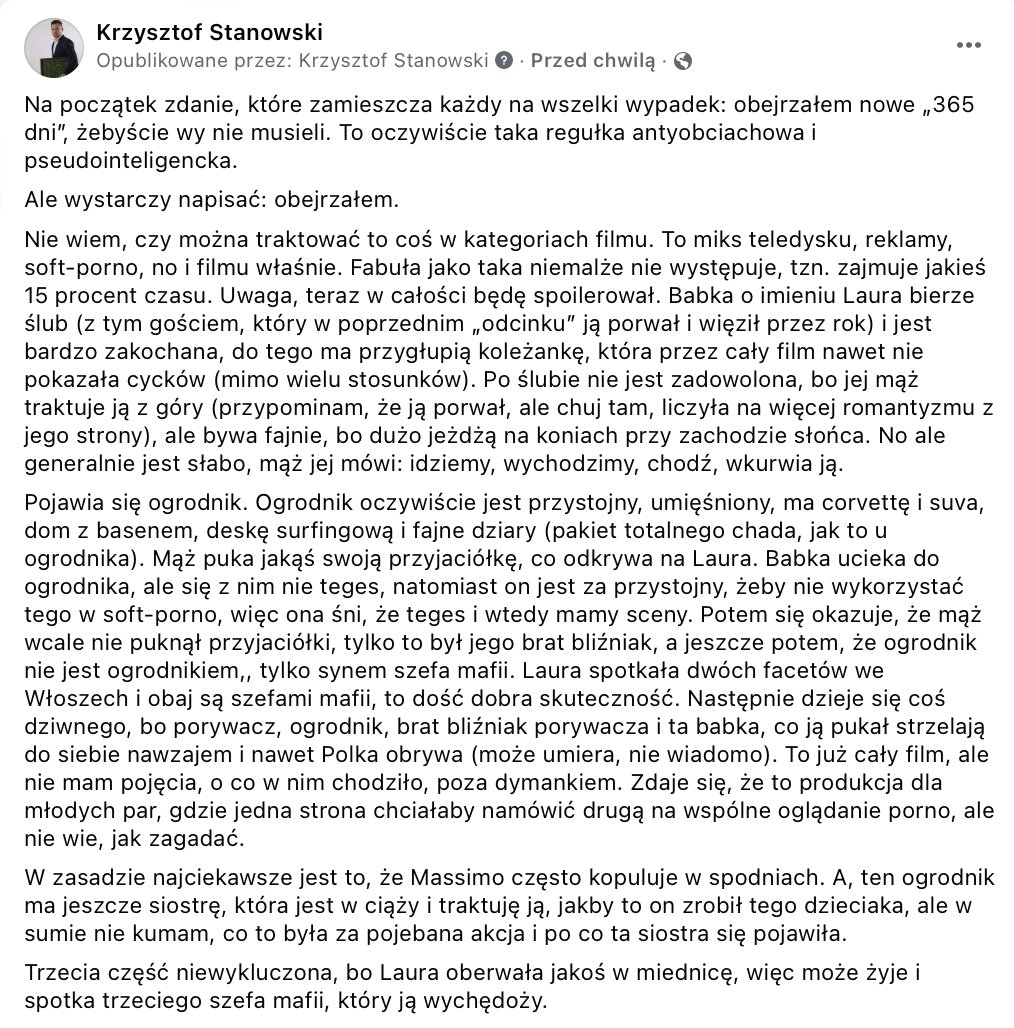 K_Stanowski's tweet photo. Obejrzałem nowe "365 dni" i muszę tym wstydem podzielić się z wami. https://t.co/IjCELEPS11