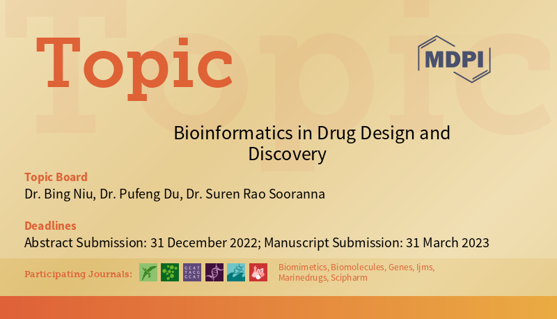 Biomol_MDPI's tweet photo. 📢#MDPI_Topic Open for submission
"Bioinformatics in Drug Design and Discovery"
👔Edited by Dr. Bing Niu, Dr. Pufeng Du, and Dr. Suren Rao Sooranna.
#Bioinformatics
#DeepLearning 
👉More details: https://t.co/LiqbLUOwhx
We look forward to your submissions. https://t.co/AFV99t1Mpg