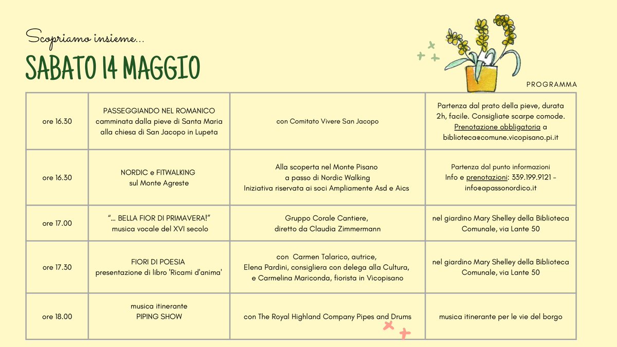 VicopisanoF's tweet photo. Il programmaaaaaa è qui 🙂
Vicopisano Castello in Fiore è fiera fiera fiera di piante, fiori, odori, colori, essenze... ma anche tanto tanto altro: scoprilo!
W Vicopisano Castello in Fiore! https://t.co/C8PWD2me3L