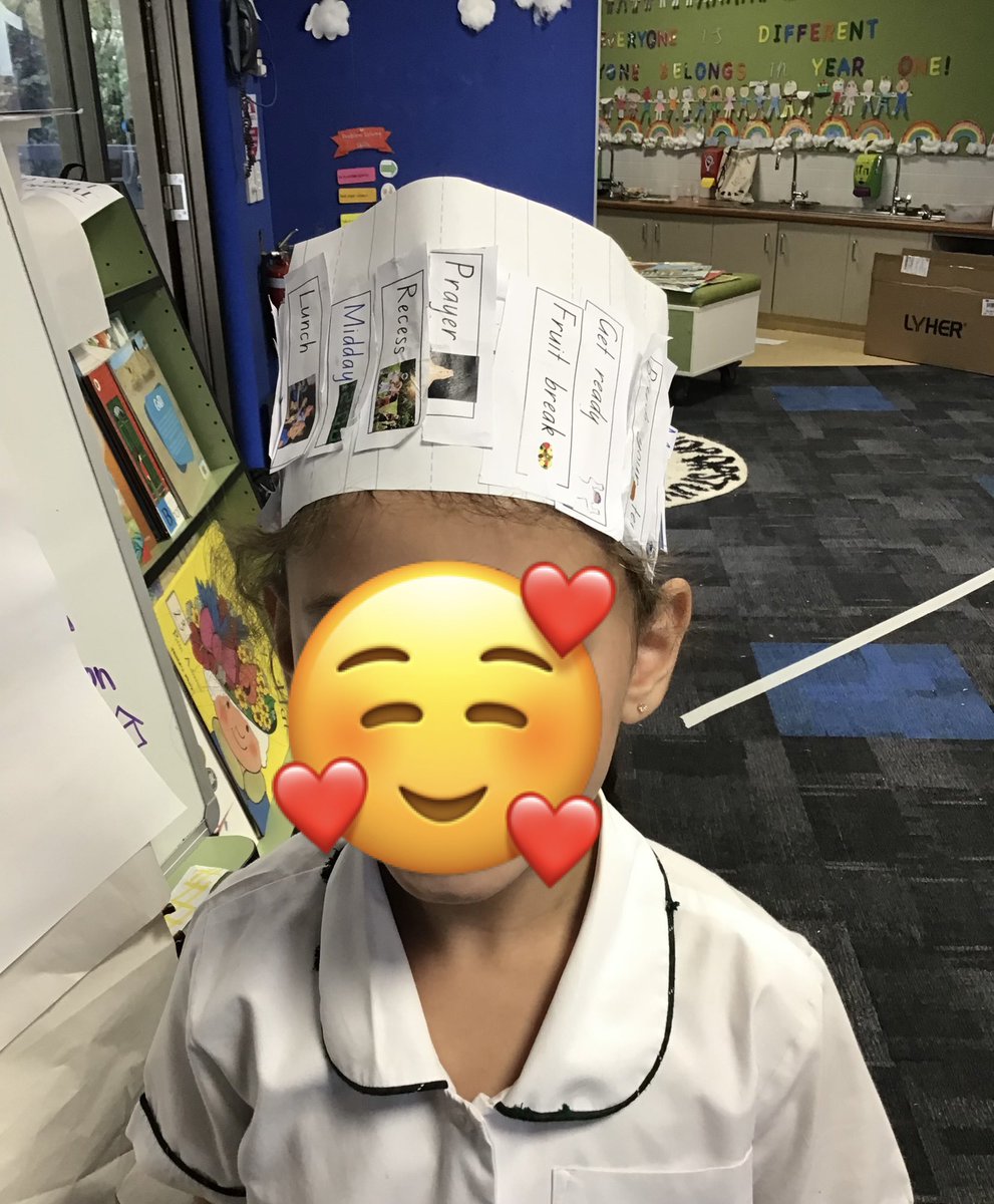 MissGrima_'s tweet photo. Today our year 1 students created hats to learn about time. Students ordered the events of the day on a timeline which was then turned into a hat. This allowed students to understand the concept of a timeline as well as the order of events in a day ⏰🎩 #acuedu_p https://t.co/Yist1Fk7SK