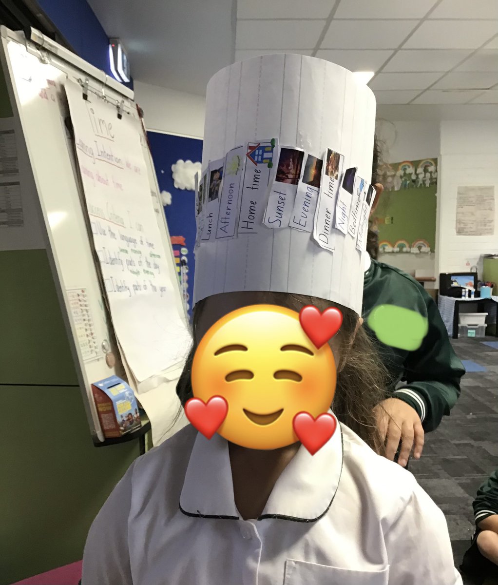 MissGrima_'s tweet photo. Today our year 1 students created hats to learn about time. Students ordered the events of the day on a timeline which was then turned into a hat. This allowed students to understand the concept of a timeline as well as the order of events in a day ⏰🎩 #acuedu_p https://t.co/Yist1Fk7SK
