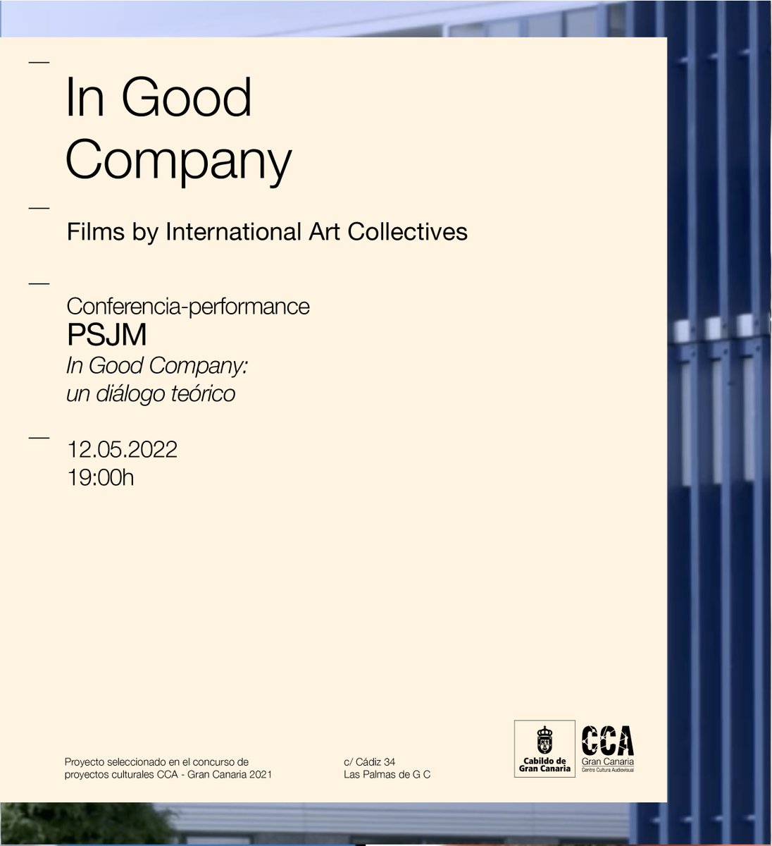 Jueves 12 de mayo, 19.00 horas, conferencia-performance en CCA Gran Canaria con PSJM In good company: Un diálogo teórico.
Entrada libre hasta completar aforo 😀😀😀